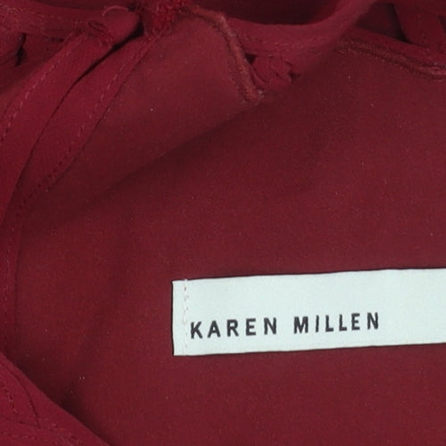 Karen Millen Women’s Red Size 8 Fit & Flare Pleated Cocktail Dress