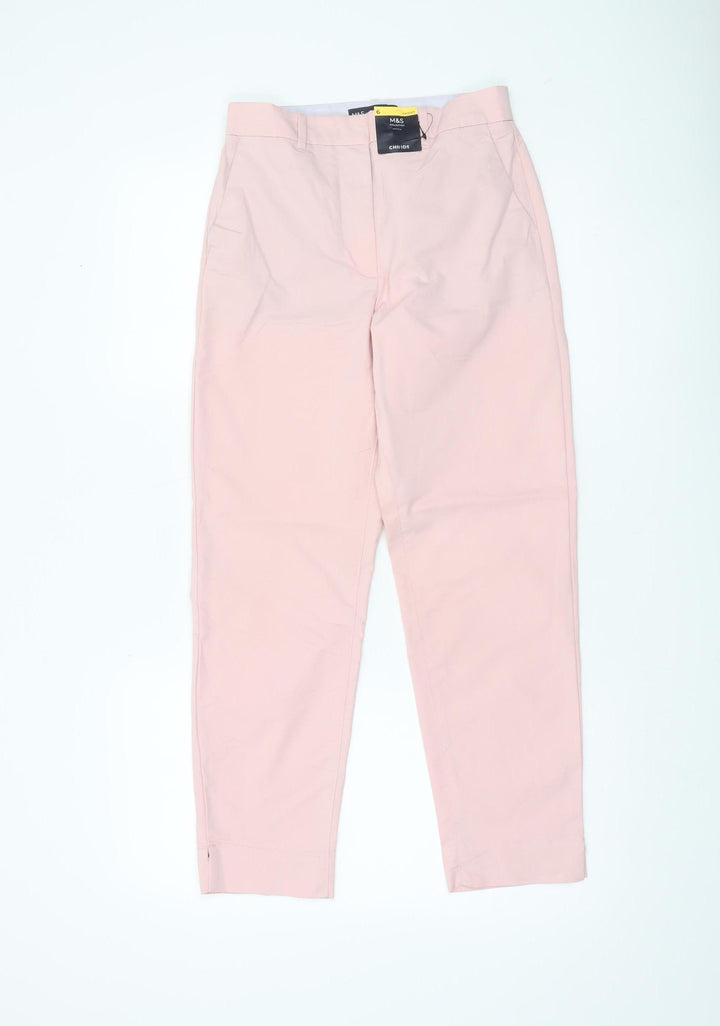 Marks and Spencer Women Pink Chino Trousers Size 6 Slim Fit Workwear