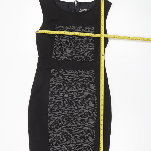Next Women’s Black Grey Animal Print Sheath Dress Size 8
