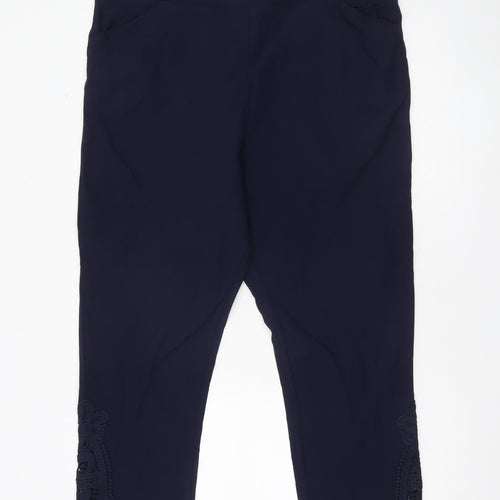 Emelia Classics Women’s Blue XL Slim Fit Leggings with Lace Accents