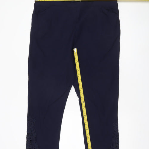Emelia Classics Women’s Blue XL Slim Fit Leggings with Lace Accents