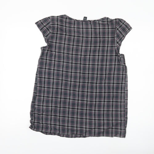 ONLY Womens Multicoloured Plaid Tunic Blouse Size M Short Sleeve Cotton