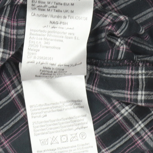 ONLY Womens Multicoloured Plaid Tunic Blouse Size M Short Sleeve Cotton