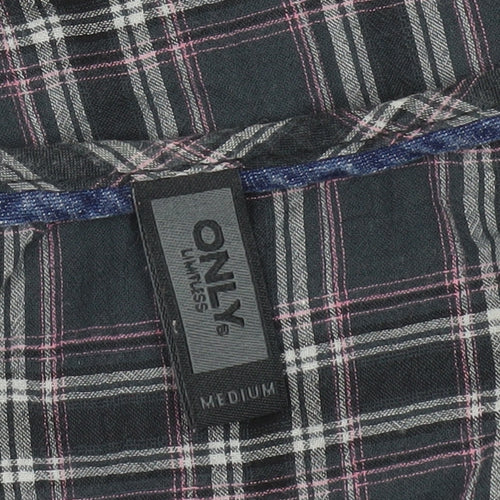 ONLY Womens Multicoloured Plaid Tunic Blouse Size M Short Sleeve Cotton