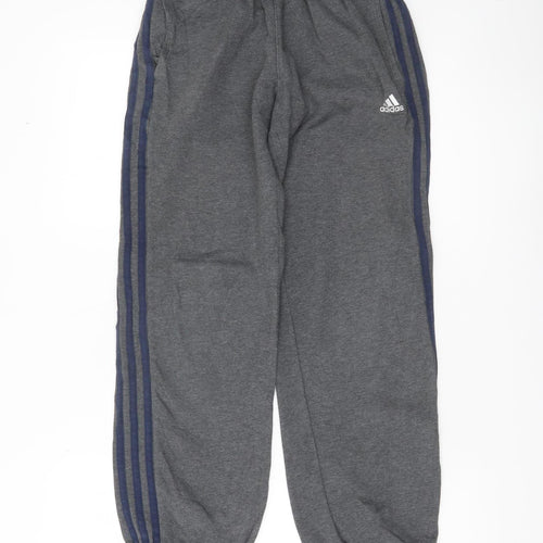 Adidas Boys Grey Sweatpants 11-12Y Elastic Waist Joggers Sports Trousers