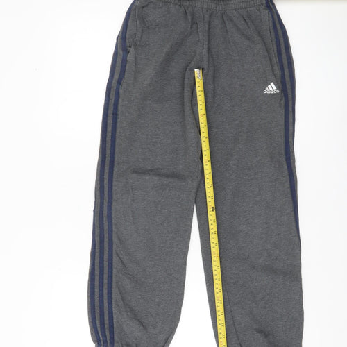 Adidas Boys Grey Sweatpants 11-12Y Elastic Waist Joggers Sports Trousers
