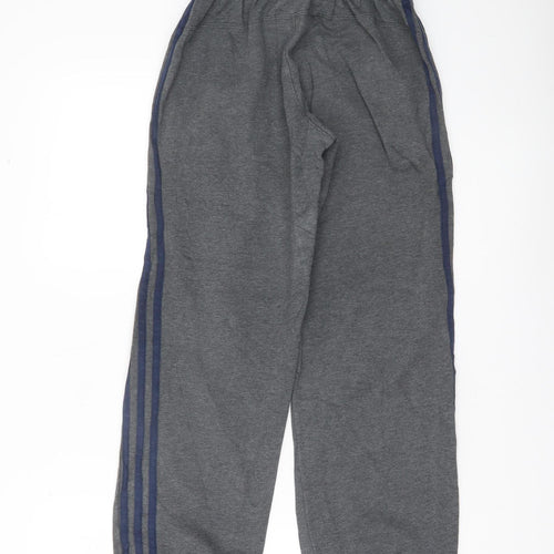 Adidas Boys Grey Sweatpants 11-12Y Elastic Waist Joggers Sports Trousers