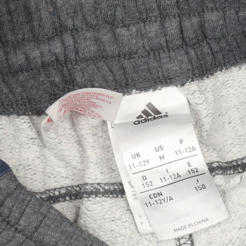 Adidas Boys Grey Sweatpants 11-12Y Elastic Waist Joggers Sports Trousers