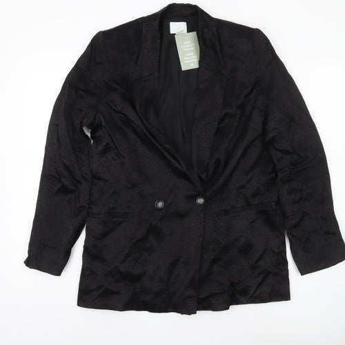 H&M Women’s Black Double-Breasted Blazer Jacket Size 8