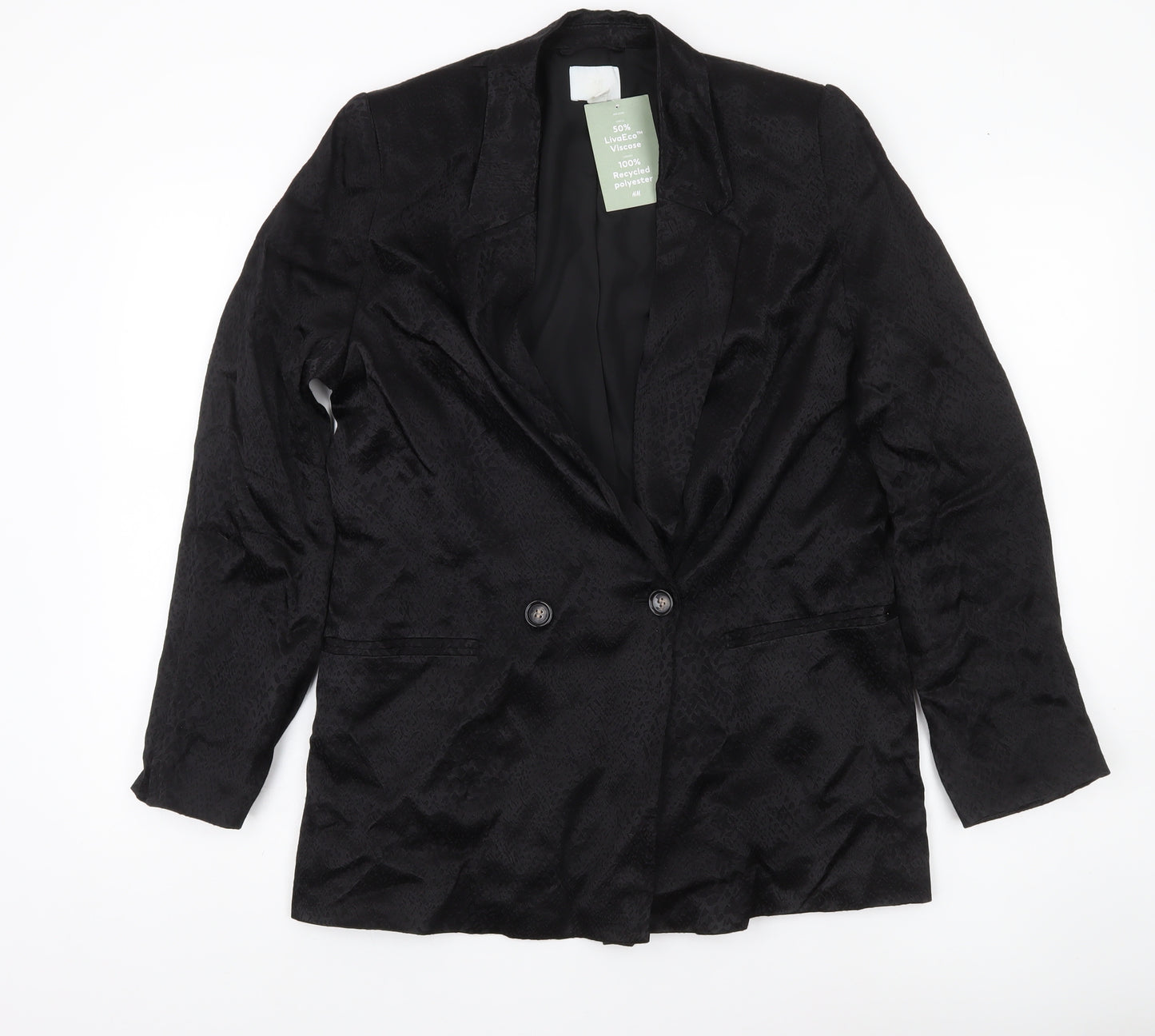 H&M Women’s Black Double-Breasted Blazer Jacket Size 8
