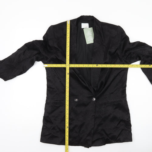 H&M Women’s Black Double-Breasted Blazer Jacket Size 8
