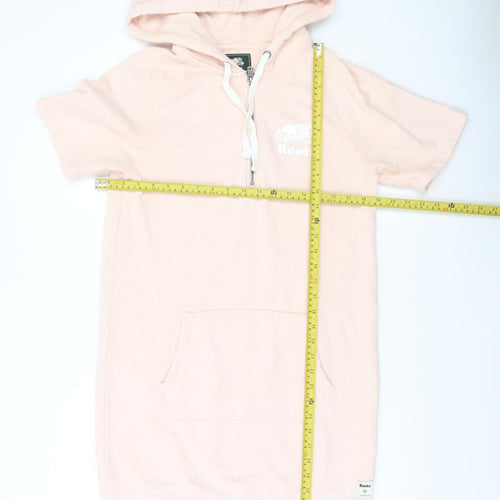 Roots Womens Pink S T-Shirt Hoodie Dress Casual Knee Length