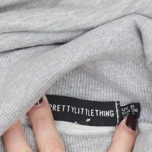 PrettyLittleThing Women’s Grey Roll Neck Sweatshirt UK 8