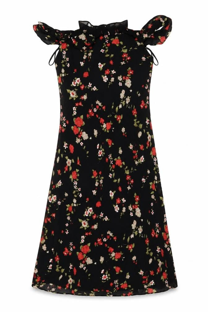 Evan-Picone Women’s Black Floral Off Shoulder Shift Dress Size 10