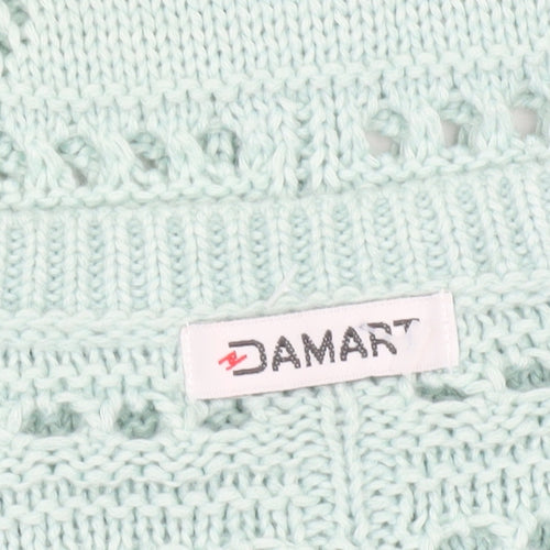 Damart Women's Green L Pullover Open Knit Short Sleeve Jumper