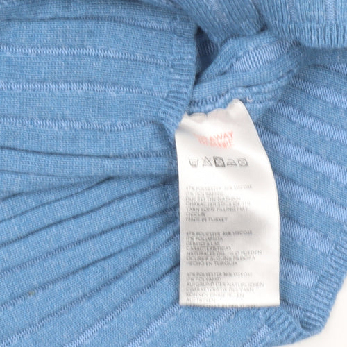 Urban Outfitters Women’s Blue Ribbed High Neck Slim Pullover Jumper M