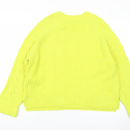 Next Womens Yellow Cable Knit Button Pullover Jumper Size M