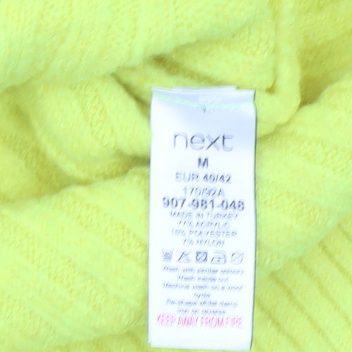 Next Womens Yellow Cable Knit Button Pullover Jumper Size M