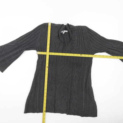 Klass Collection Women's Grey Cable-Knit Cotton Jumper Size S