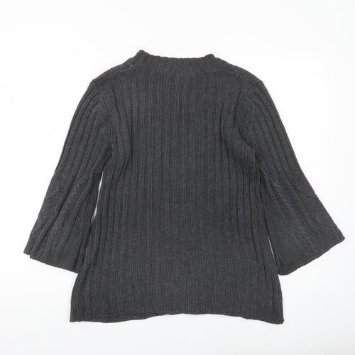 Klass Collection Women's Grey Cable-Knit Cotton Jumper Size S