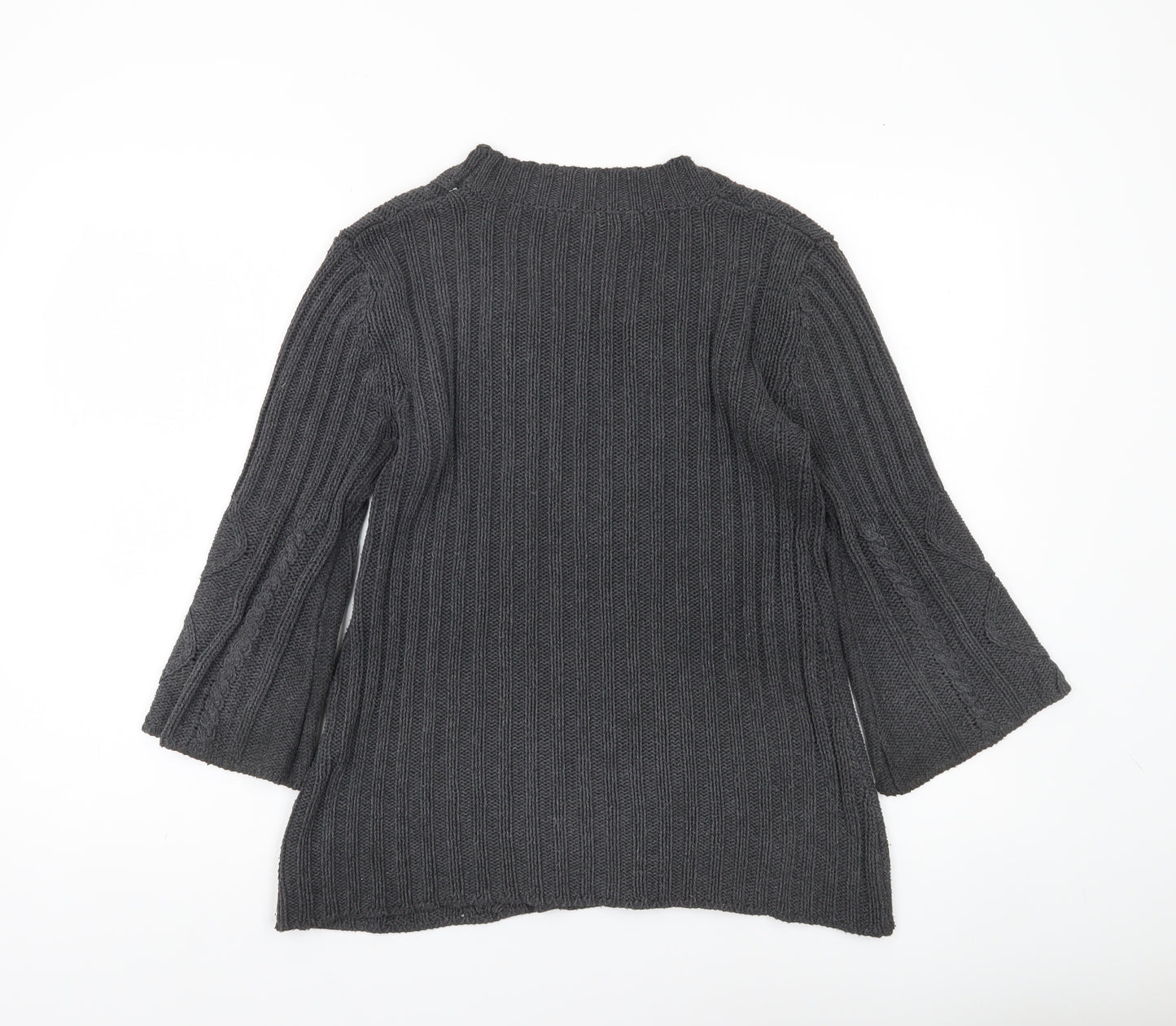 Klass Collection Women's Grey Cable-Knit Cotton Jumper Size S