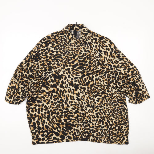 Zara Woman Leopard Print Blouse Women’s Size 8 High Neck Tunic