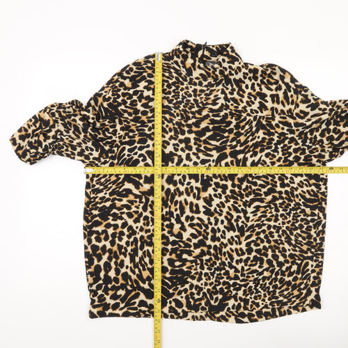 Zara Woman Leopard Print Blouse Women’s Size 8 High Neck Tunic