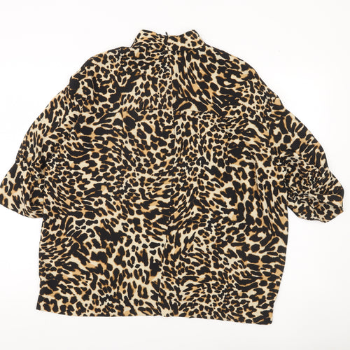 Zara Woman Leopard Print Blouse Women’s Size 8 High Neck Tunic