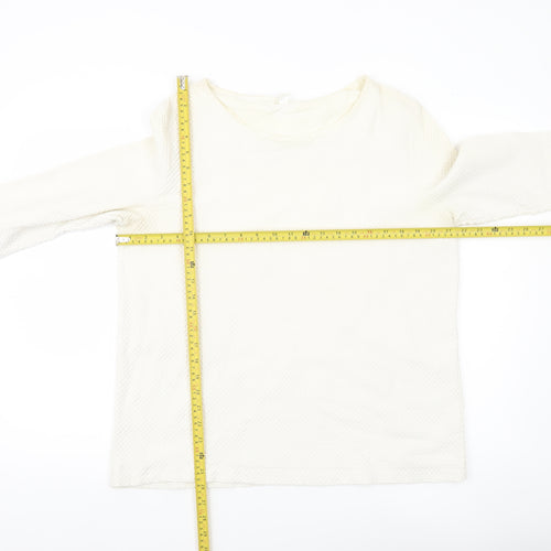COS Women’s Ivory Blouse Size 12 Cotton 3/4 Sleeve Boat Neck Top