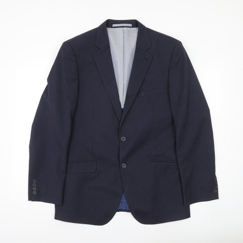 Marks and Spencer Men’s Blue Pinstripe Wool Blend Blazer Jacket 40 Chest