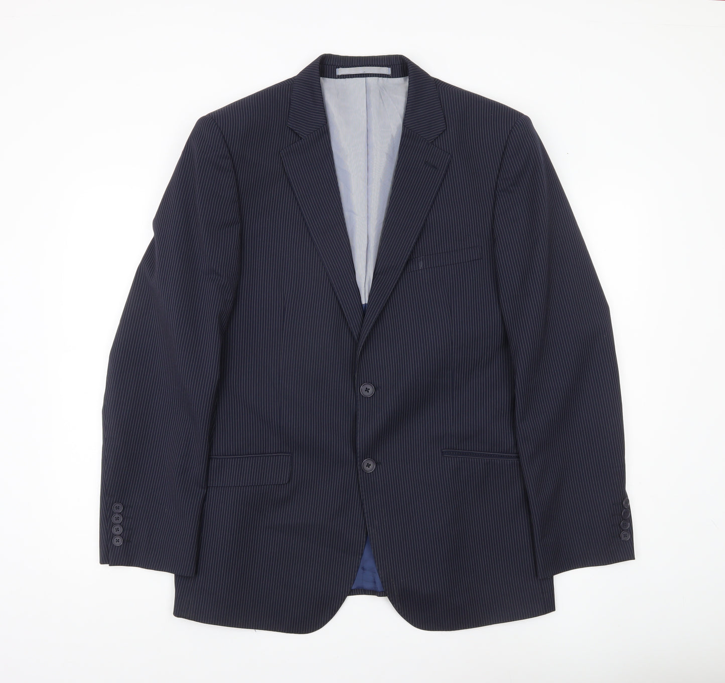 Marks and Spencer Men’s Blue Pinstripe Wool Blend Blazer Jacket 40 Chest