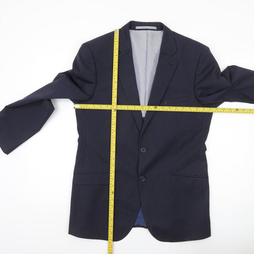 Marks and Spencer Men’s Blue Pinstripe Wool Blend Blazer Jacket 40 Chest