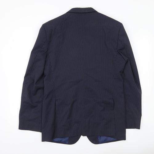 Marks and Spencer Men’s Blue Pinstripe Wool Blend Blazer Jacket 40 Chest