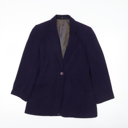 BHS Women Purple Blazer Size 8 Regular Fit One Button Work Jacket