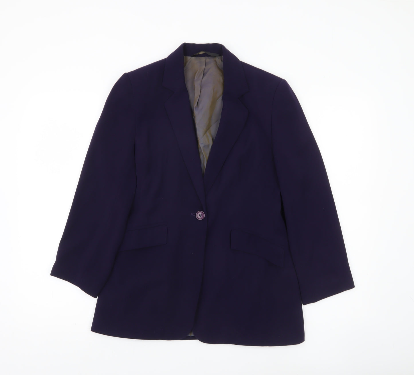 BHS Women Purple Blazer Size 8 Regular Fit One Button Work Jacket
