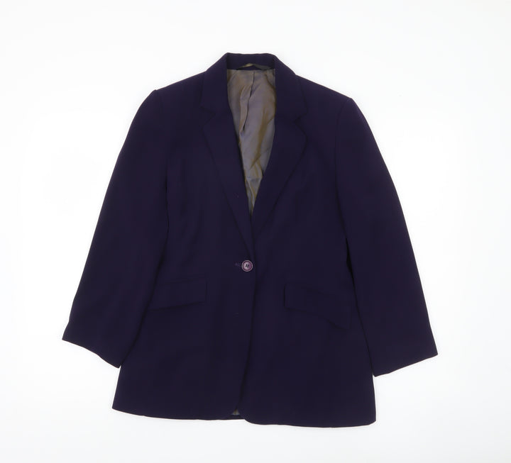 BHS Women Purple Blazer Size 8 Regular Fit One Button Work Jacket