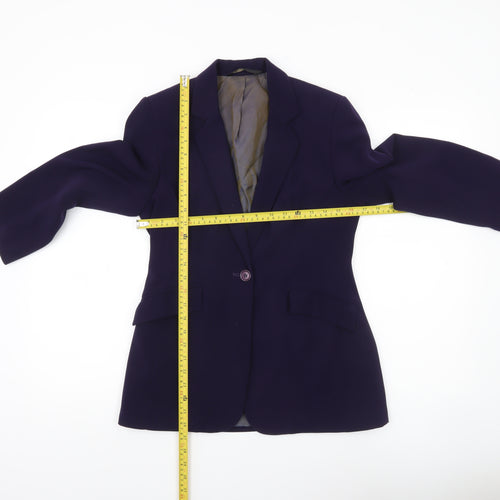 BHS Women Purple Blazer Size 8 Regular Fit One Button Work Jacket
