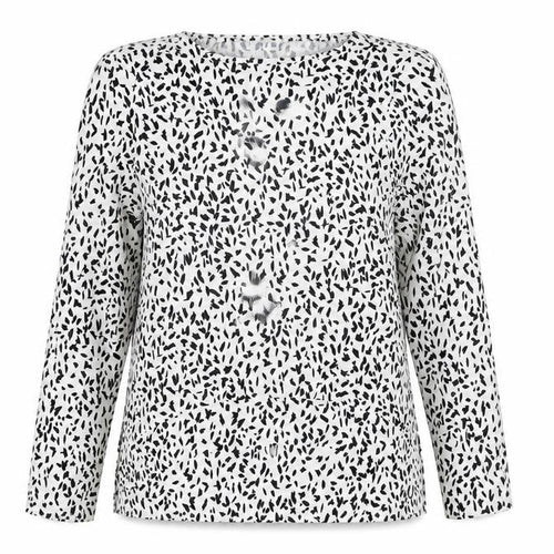 Zara Women White Animal Print Long Sleeve Blouse Size 8