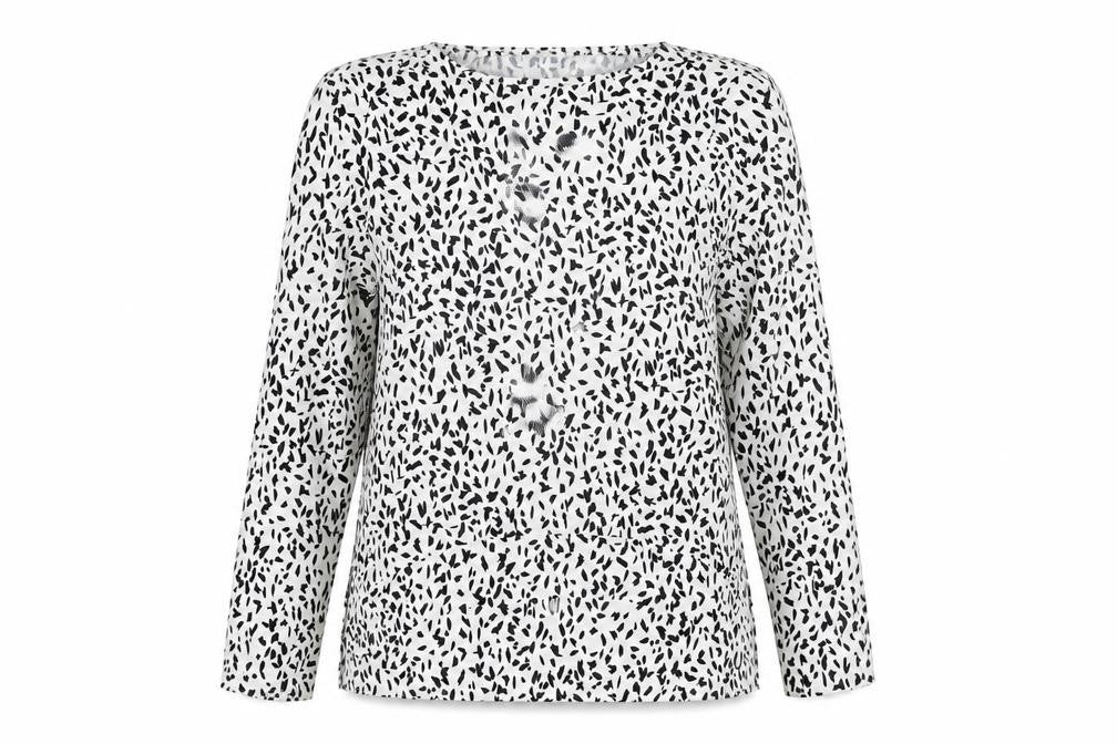 Zara Women White Animal Print Long Sleeve Blouse Size 8