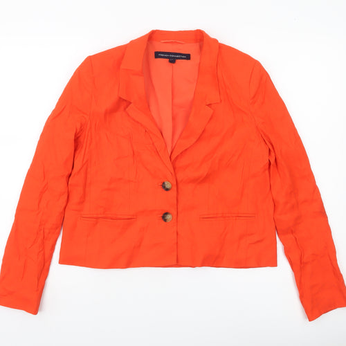 French Connection Women’s Orange Linen Blend Cropped Blazer UK 8