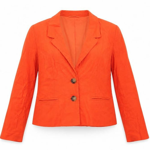 French Connection Women’s Orange Linen Blend Cropped Blazer UK 8