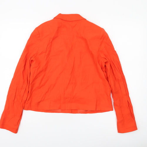French Connection Women’s Orange Linen Blend Cropped Blazer UK 8