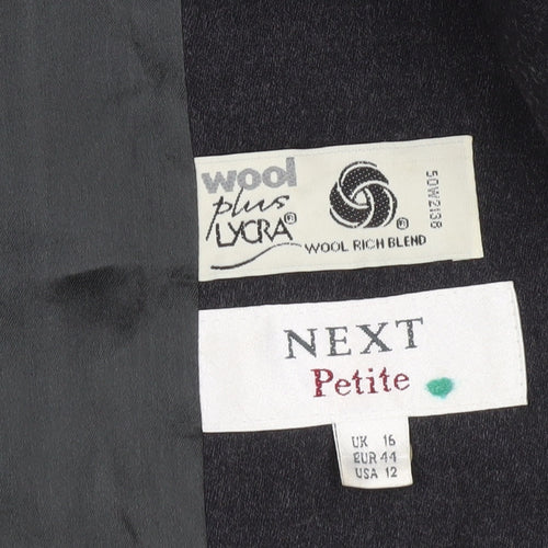 Next Women’s Black Petite Wool Blend Blazer UK 16 Workwear