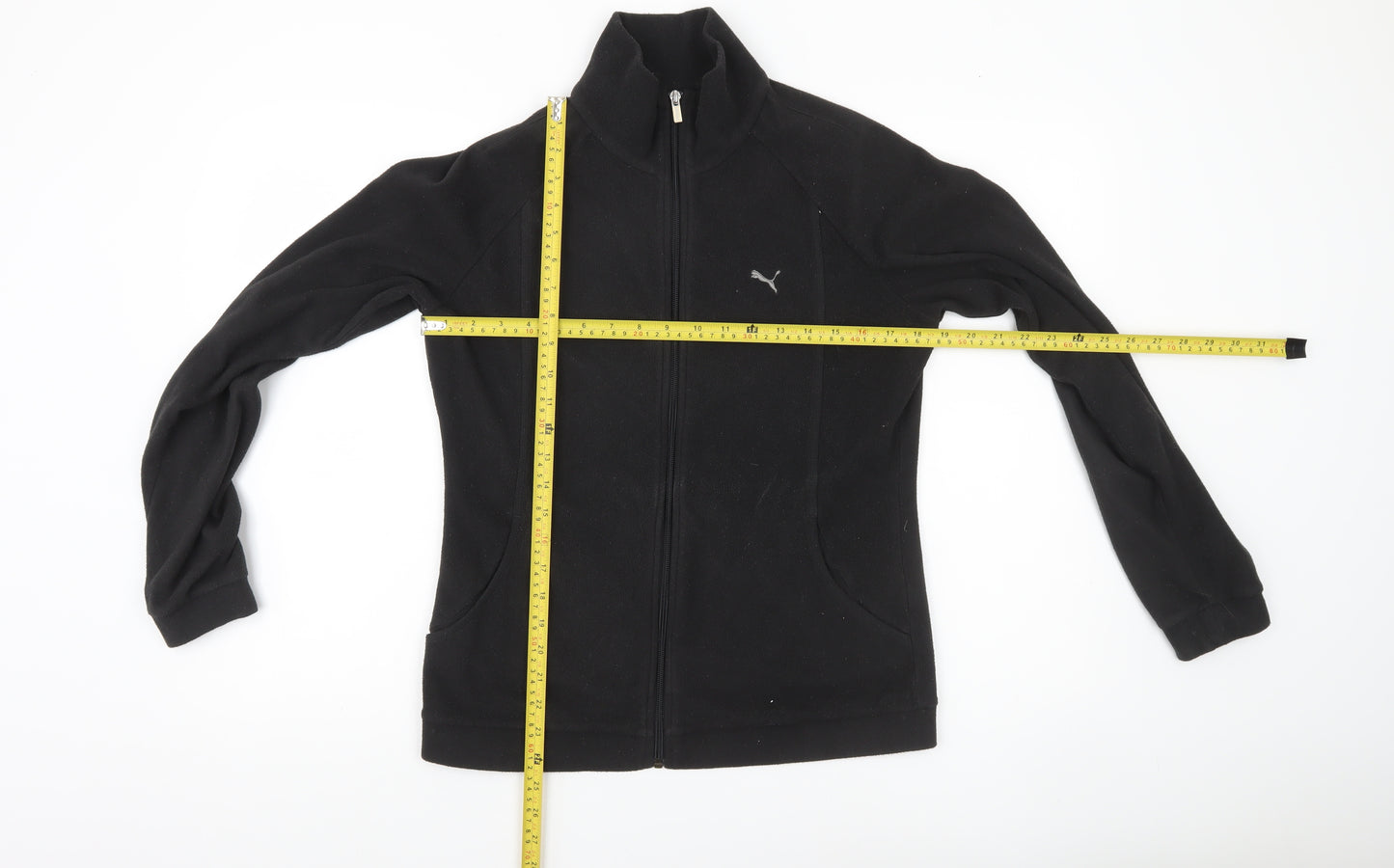 Puma Womens Black Fleece Full Zip Jacket Size 12 Regular Fit