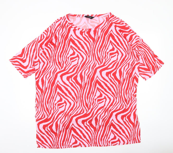 Yours Women’s Red Animal Print T-Shirt UK 18 Plus Size