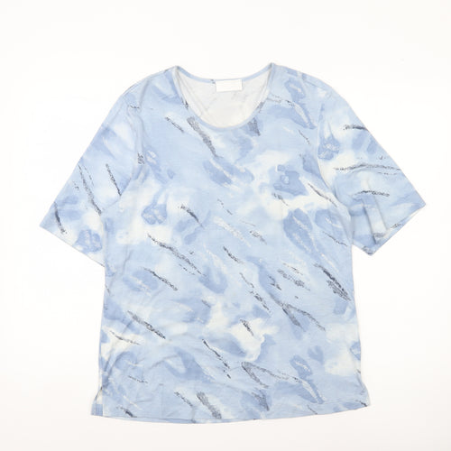 Marc Cain Womens Blue Abstract Print Viscose T-Shirt Size 12