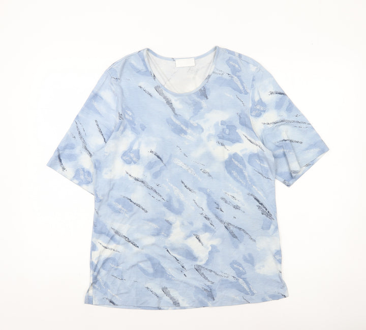 Marc Cain Womens Blue Abstract Print Viscose T-Shirt Size 12