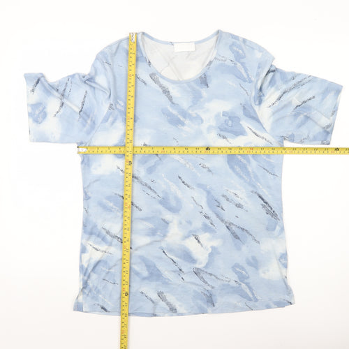 Marc Cain Womens Blue Abstract Print Viscose T-Shirt Size 12
