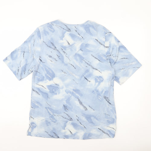 Marc Cain Womens Blue Abstract Print Viscose T-Shirt Size 12
