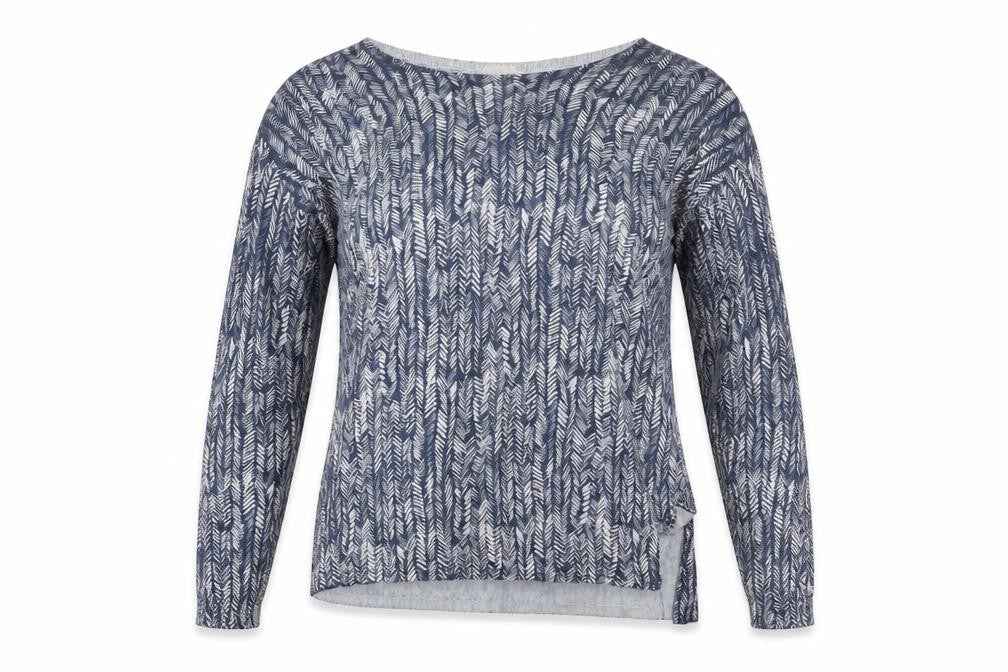 Front view of Linea Women’s Blue Boat Neck Lightweight jumper, size M